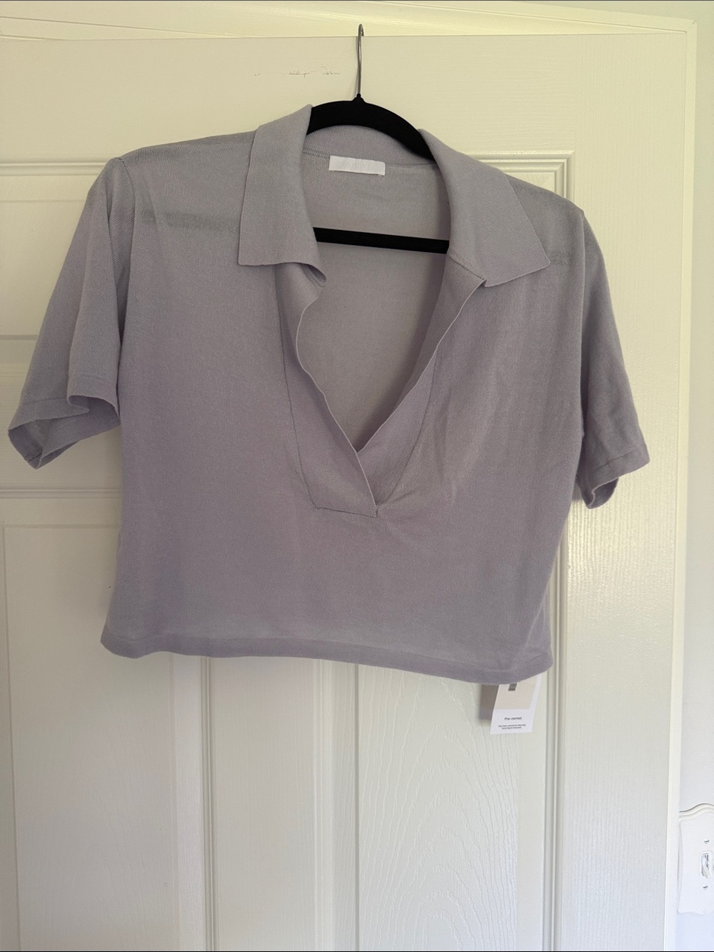 Sablyn 100% cashmere crop collared vneck top